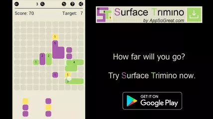 Surface Trimino: increase the area. Casual Android game from AppSoGreat.com