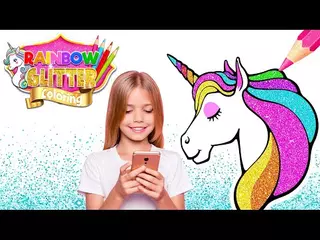 Rainbow Glitter Unicorn Coloring!