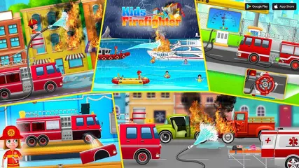 Kids Firefighter Fire Rescue And Car Wash Garage