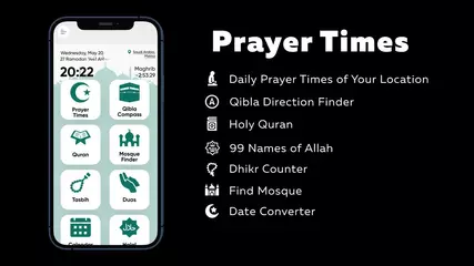 Prayer Times - Azan, Fajr, Dhuhr prayer, Isha