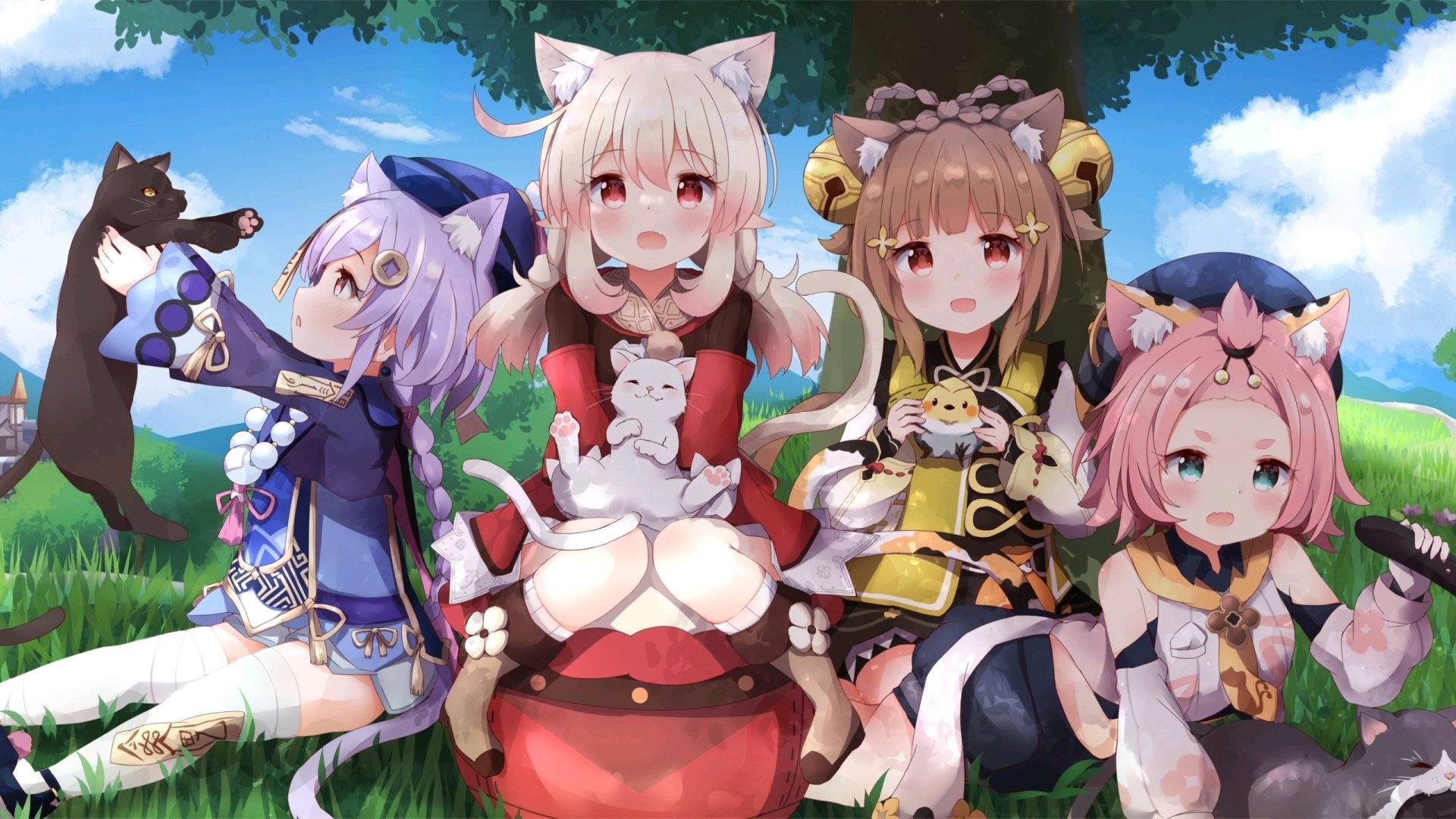 七七、クレー早柚、ディオナ、ヨォーヨの壁紙